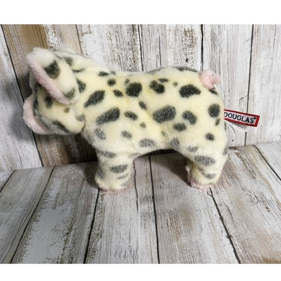 Douglas Cuddle Toys Plush Pig Spotted Black Gray Cream Stuffed Animal Toy - Picture 8 of 9